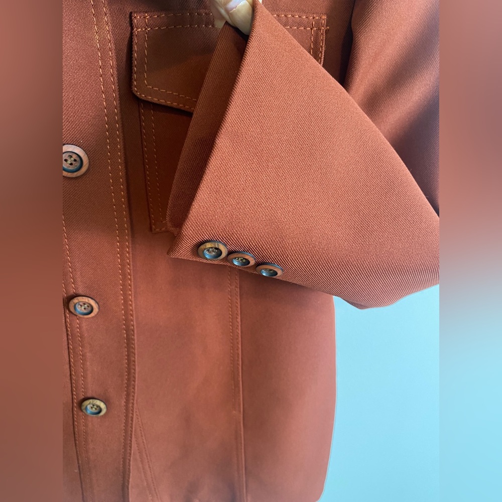 70s Vintage Shacket w/ Contrasting Stitch by Malibu Clothes Beverly Hills Size L - Picture 9 of 12
